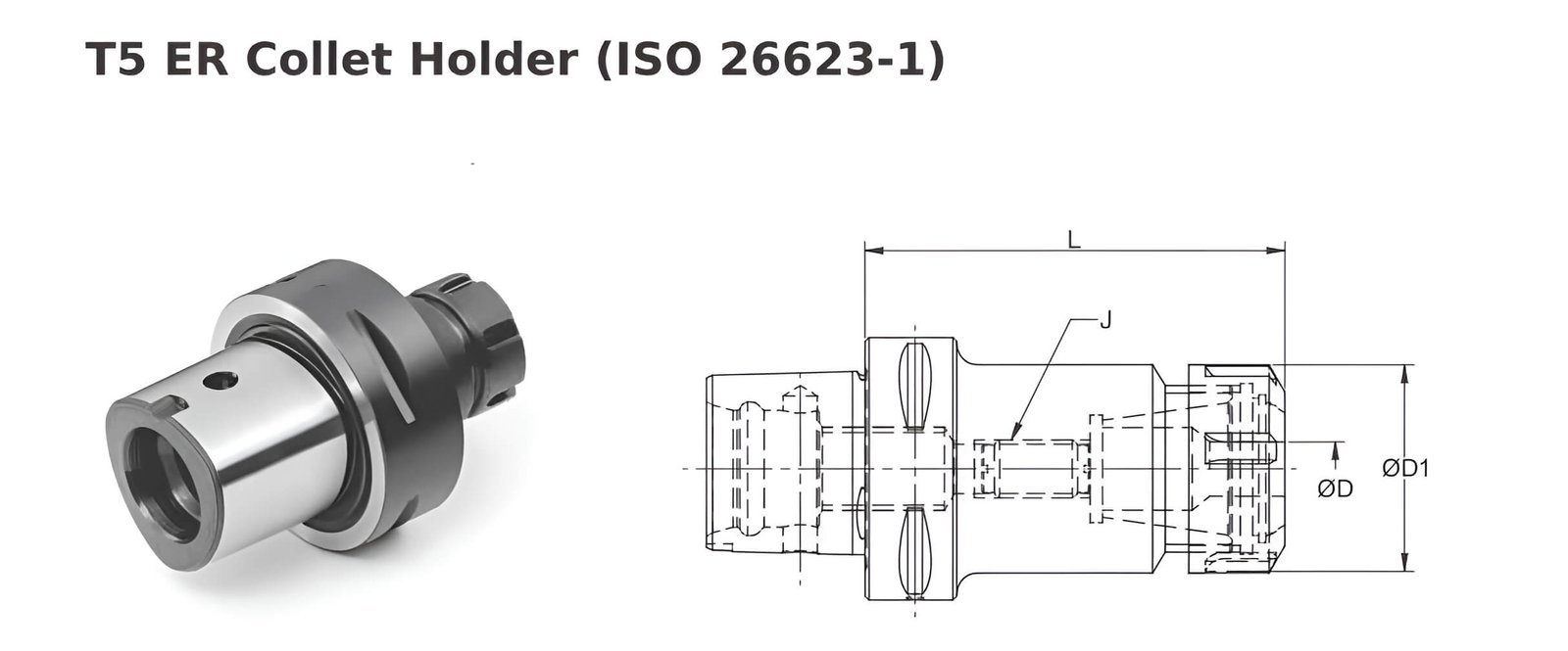 Polygonal Shank T5 ER16 060 ER Collet Holder (Balanced to G2.5 25000 RPM) (ISO 26623-1) (Compatible with Capto® Style C5)